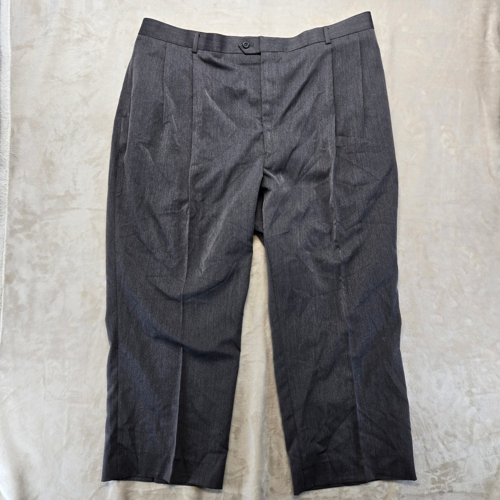 Barrington Pleated Dress Pants Mens 50x30 Gray Double Pleat Polyester Rayon 2233